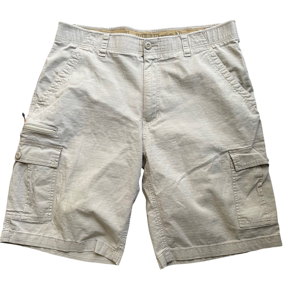 WearFirst Cargo Shorts Men 36 Khaki Tan Ripstop Utility Casual Gorpcore Workwear